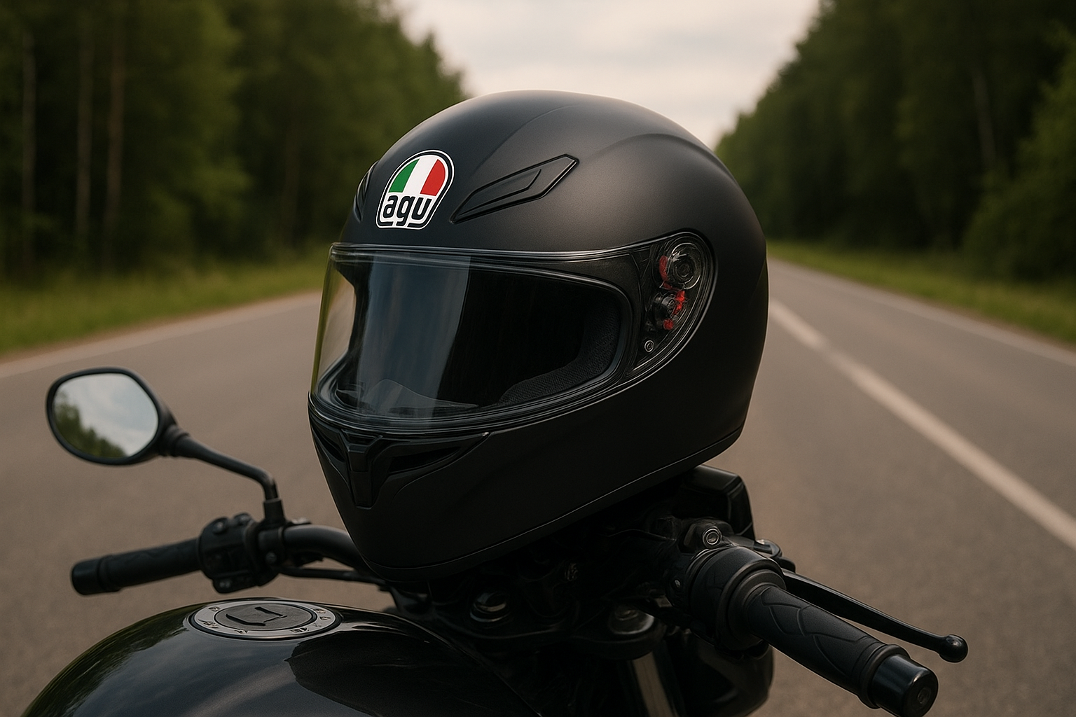 image du casque sur une moto